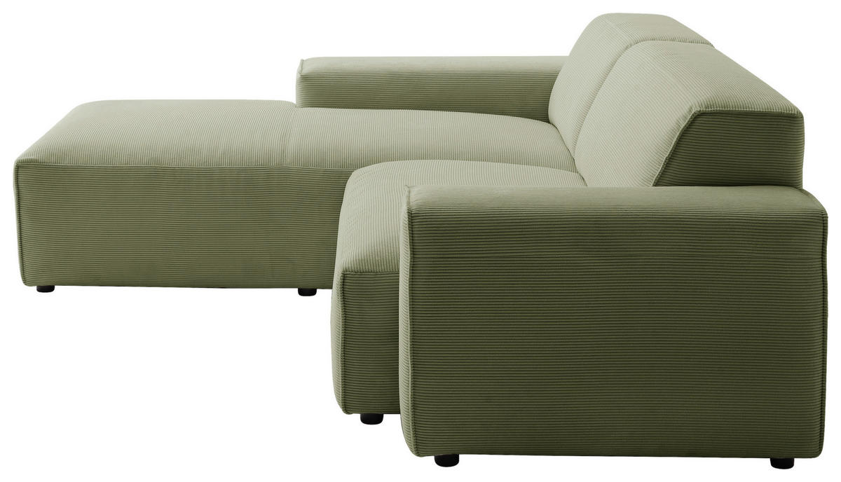 ECKSOFA in Cord Hellgrün  - Schwarz/Hellgrün, Design, Kunststoff/Textil (189/230cm) - Pure Home Lifestyle