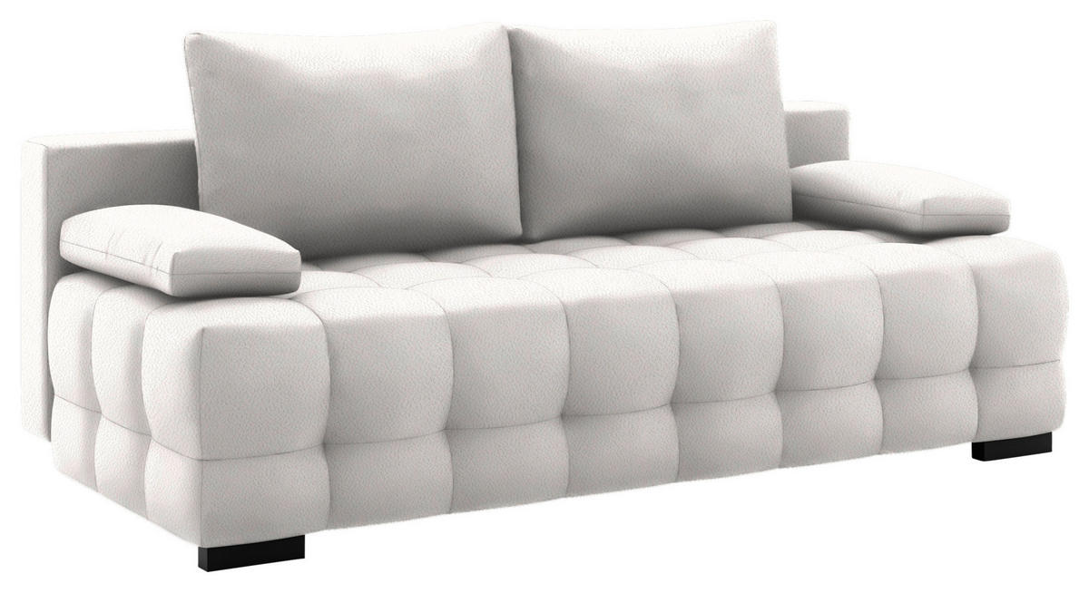 SCHLAFSOFA in Chenille, Plüsch Creme  - Creme/Schwarz, KONVENTIONELL, Kunststoff/Textil (209/96/100cm) - Stylife