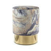 HOCKER in Textil Hellblau  - Goldfarben/Hellblau, Design, Textil/Metall (35/46/35cm) - Kayoom