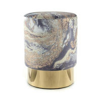 HOCKER in Textil Hellblau  - Goldfarben/Hellblau, Design, Textil/Metall (35/46/35cm) - Kayoom