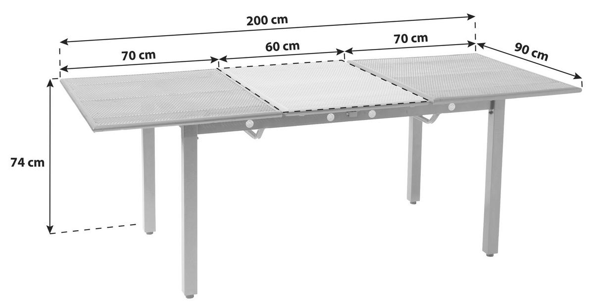 GARTENTISCH  - Grau, Basics, Metall (140-200/74/90cm) - Gardenson