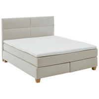 BOXSPRINGBETT 180/200 cm,  in Beige, Matratze, gepolstertes Kopfteil, Topper, H2 + H3 = mittel + fest  - Beige/Naturfarben, MODERN, Holz/Textil (180/200cm) - Beldomo - Sleep