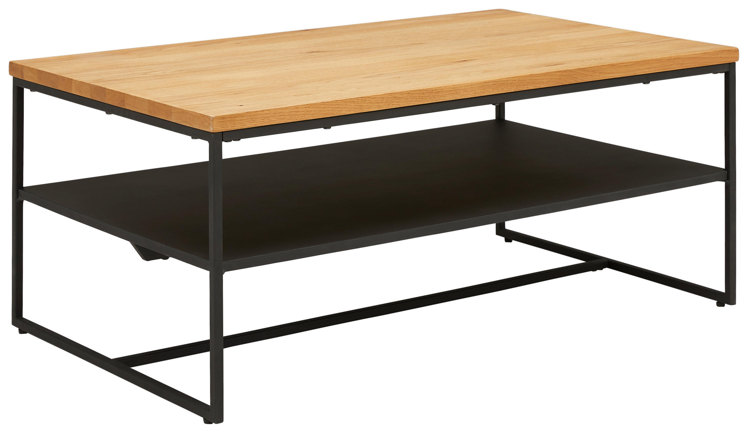 COUCHTISCH Eiche furniert, massiv 105/65/44 cm rechteckig Schwarz, Eichefarben  - Eichefarben/Schwarz, Design, Holz/Holzwerkstoff (105/65/44cm) - Novel