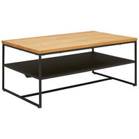 COUCHTISCH Eiche furniert, massiv 105/65/44 cm rechteckig Schwarz, Eichefarben  - Eichefarben/Schwarz, Design, Holz/Holzwerkstoff (105/65/44cm) - Novel