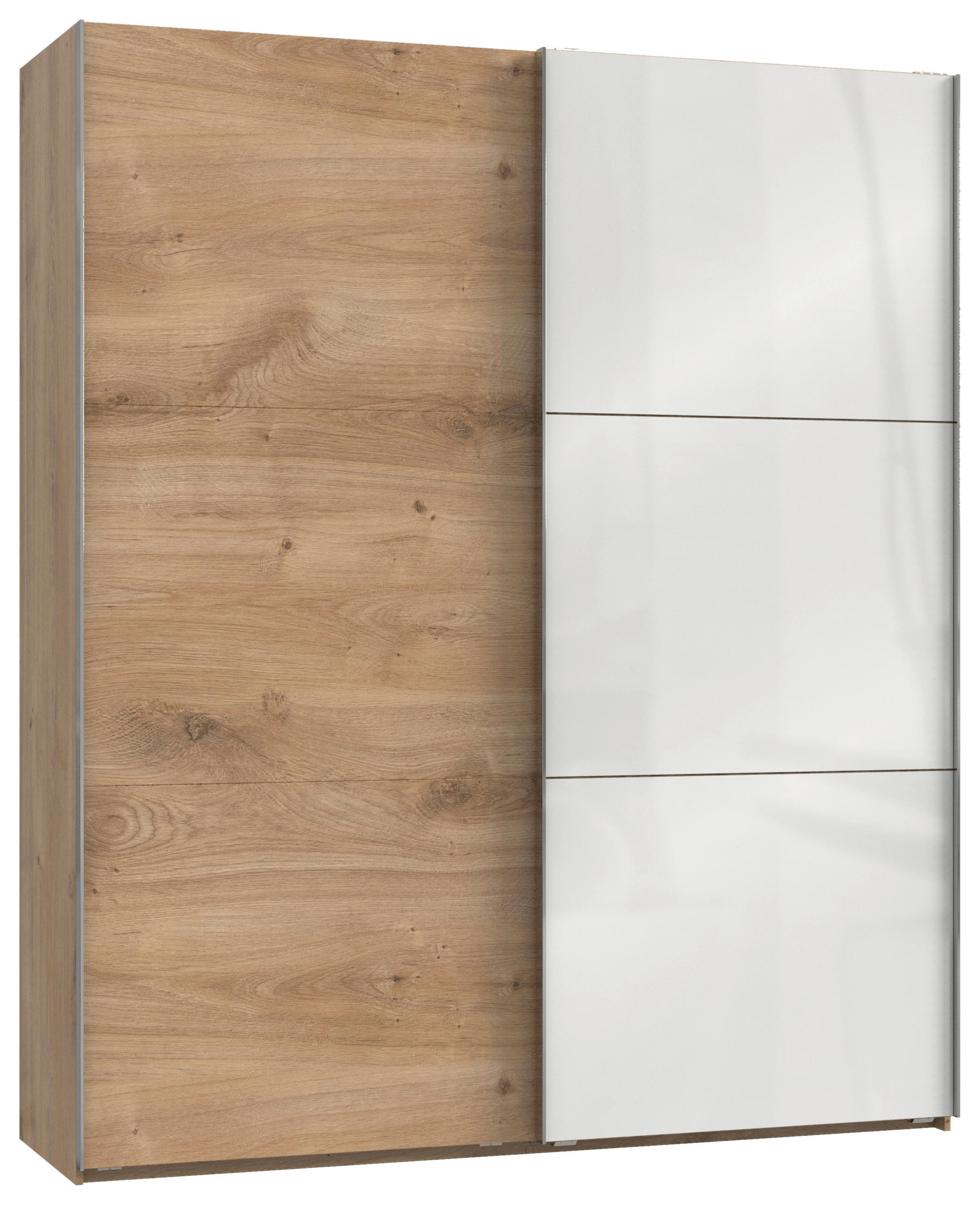 GARDEROB MED SKJUTDÖRRAR 200/236/65 cm 2-dörrar - vit/kromfärg, Modern, trämaterial/glas (200/236/65cm) - MID.YOU