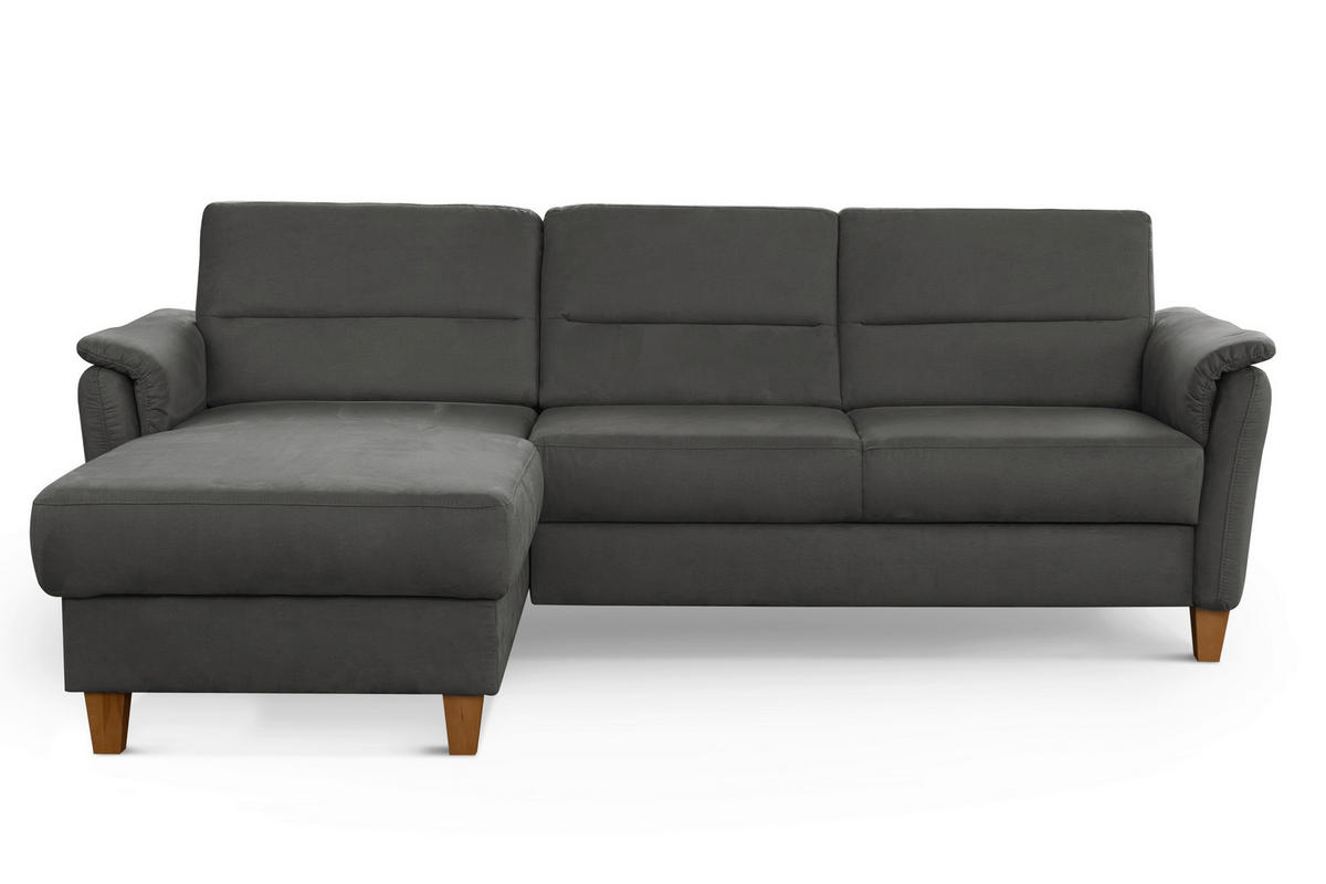 ECKSOFA in Mikrofaser Grau  - Eichefarben/Grau, Konventionell, Holz/Textil (163/244cm) - Sit & More