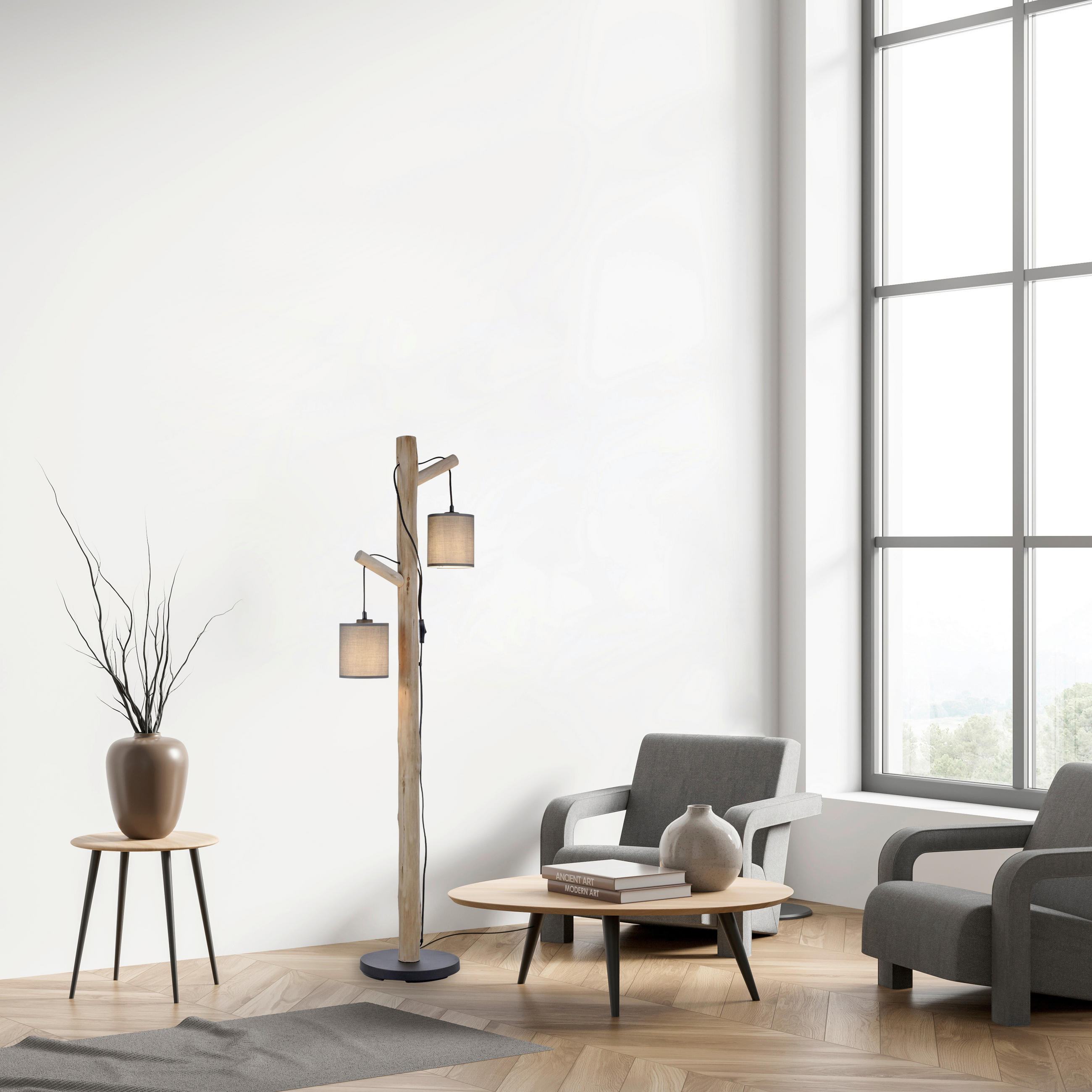 STEHLEUCHTE 39/28/150 cm    - Taupe, Natur, Holz/Kunststoff (39/28/150cm)