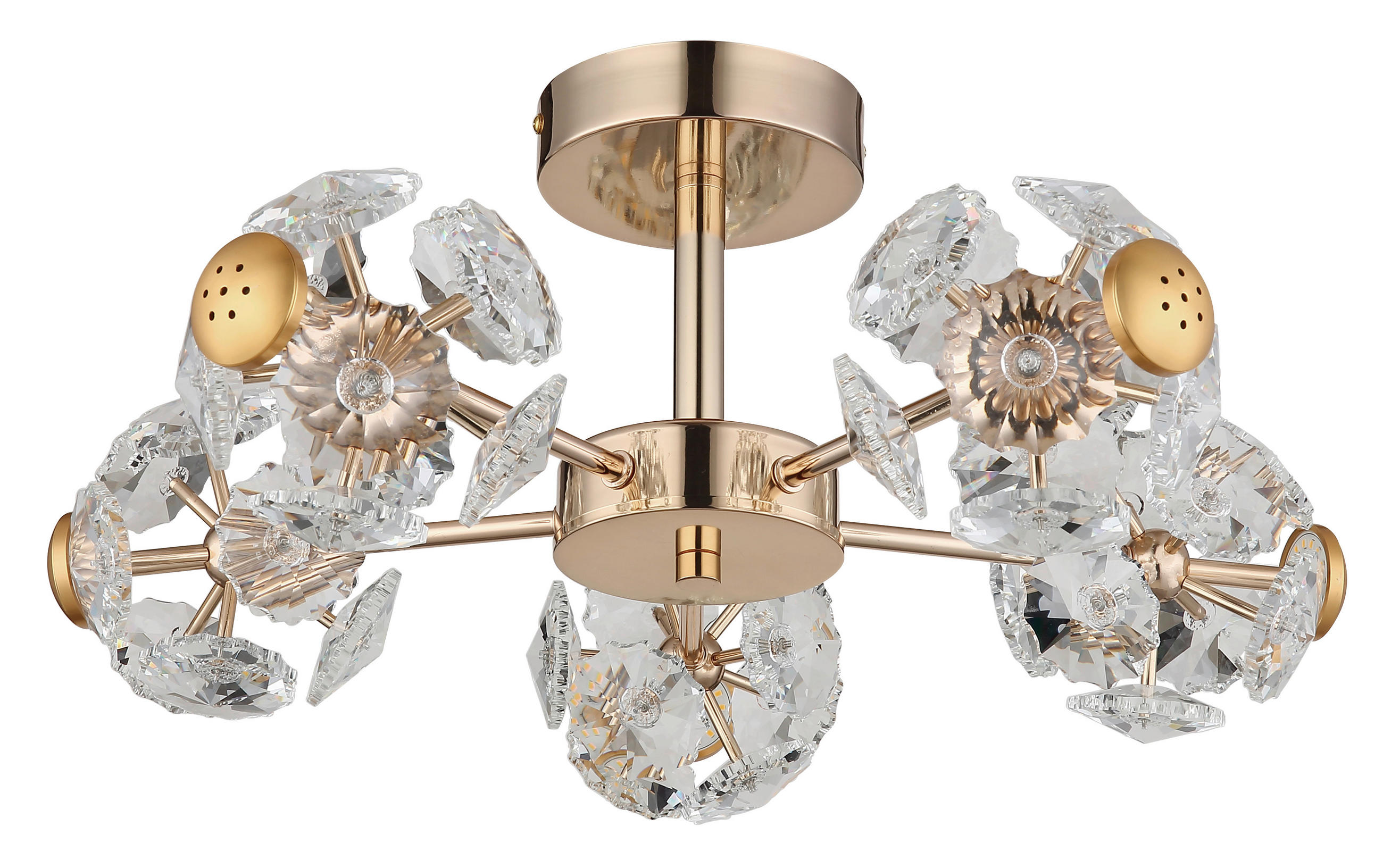 LED-DECKENLEUCHTE 50/22 cm   - Klar/Goldfarben, KONVENTIONELL, Glas/Metall (50/22cm) - Globo