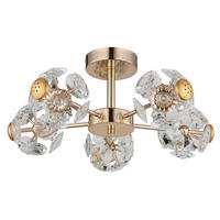 LED-DECKENLEUCHTE 50/22 cm   - Klar/Goldfarben, KONVENTIONELL, Glas/Metall (50/22cm) - Globo