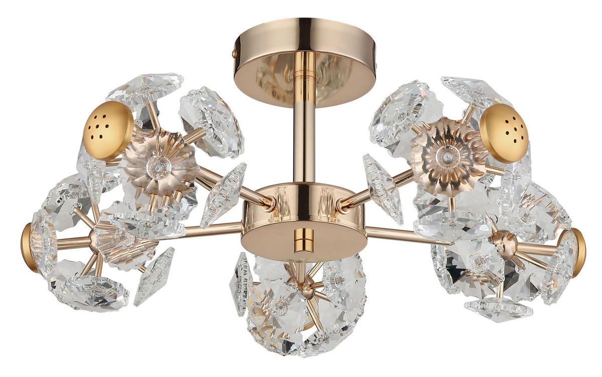 LED-DECKENLEUCHTE 50/22 cm   - Klar/Goldfarben, KONVENTIONELL, Glas/Metall (50/22cm) - Globo