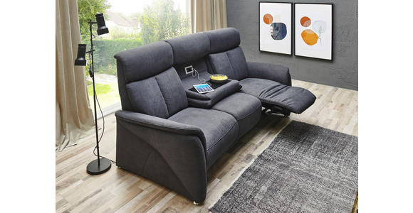 TRAPEZSOFA in Textil Dunkelgrau - Dunkelgrau/Alufarben, KONVENTIONELL, Textil (217/108/106cm) - Cantus