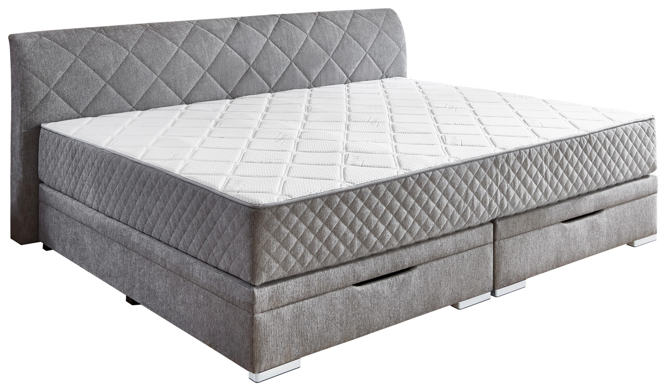 FAMILIENBETT - Chromfarben/Grau, KONVENTIONELL, Kunststoff/Textil (240/200cm) - Boxxx