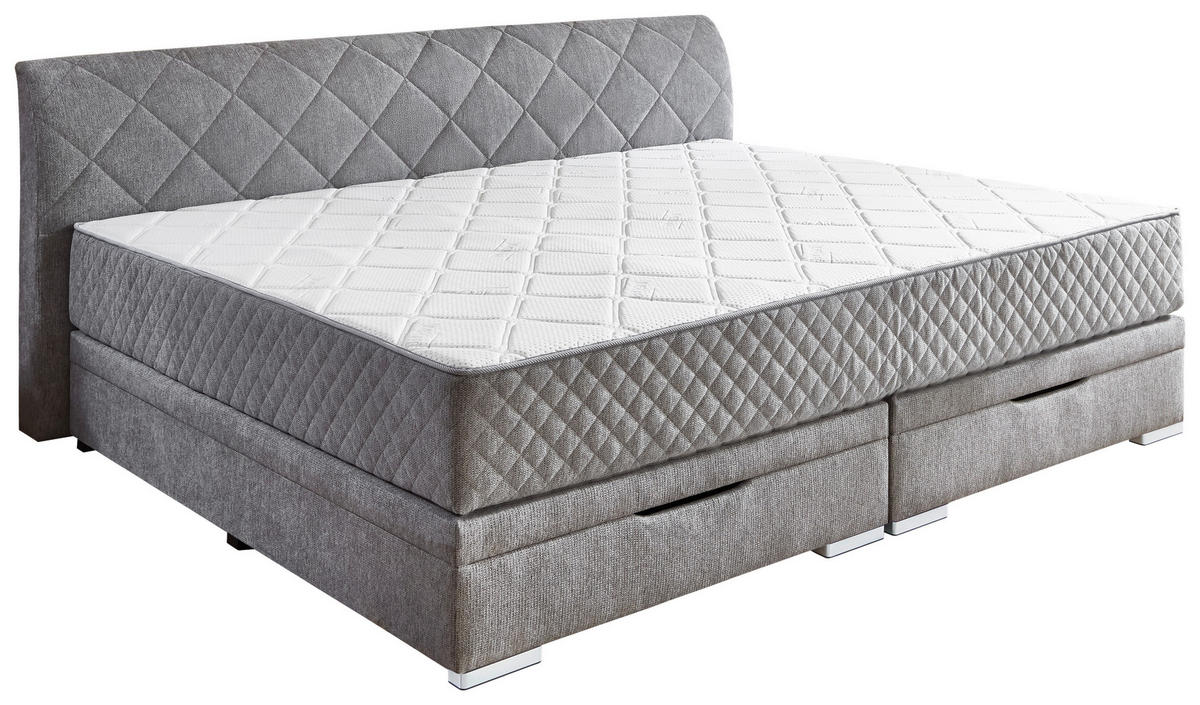 FAMILIENBETT - Chromfarben/Grau, KONVENTIONELL, Kunststoff/Textil (240/200cm) - Boxxx