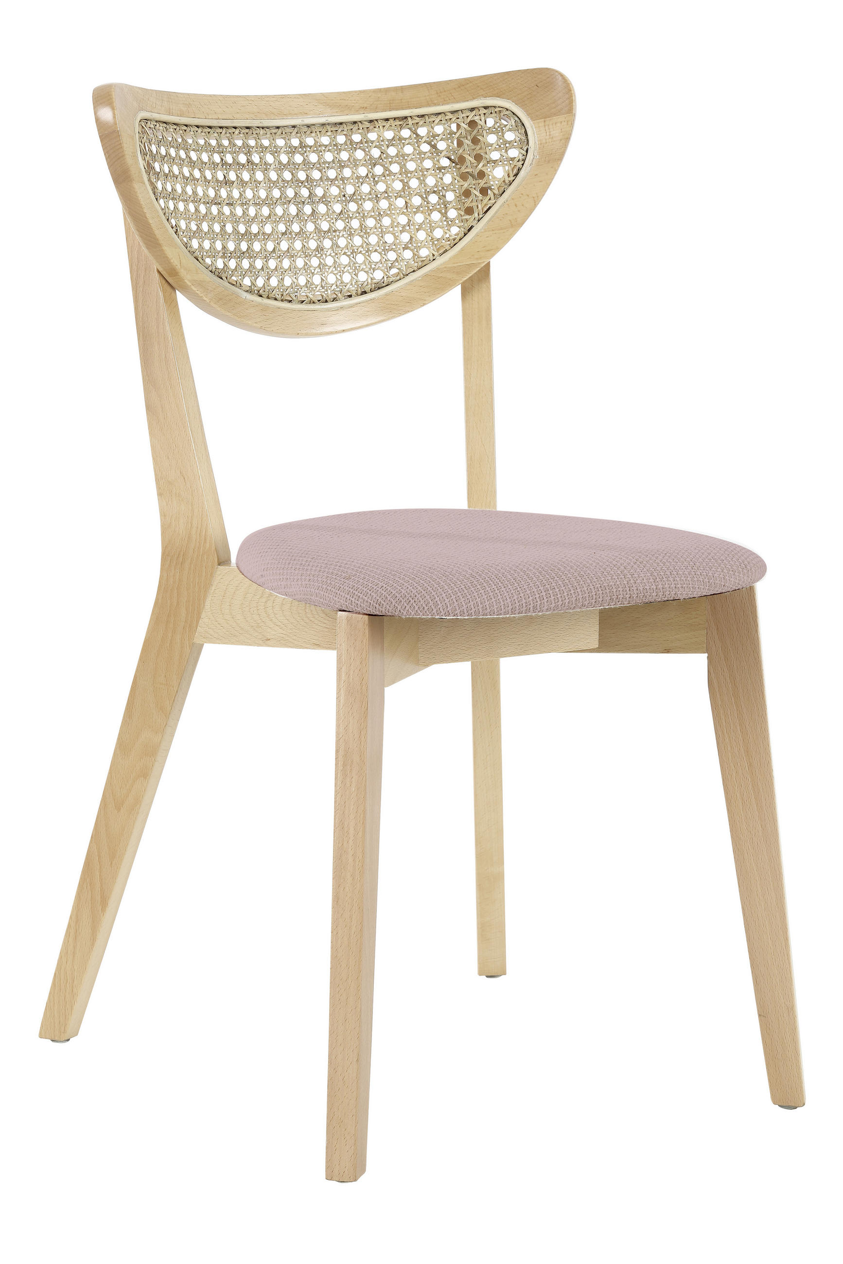 Stuhl in Holz, Textil Creme, Naturfarben