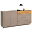 SIDEBOARD  in 189/90/42 cm  - Taupe/Eichefarben, Design, Glas/Holz (189/90/42cm) - Novel