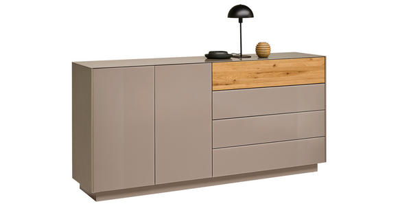 SIDEBOARD Taupe, Eichefarben 189/90/42 cm - Taupe/Eichefarben, Design, Glas/Holz (189/90/42cm) - Novel