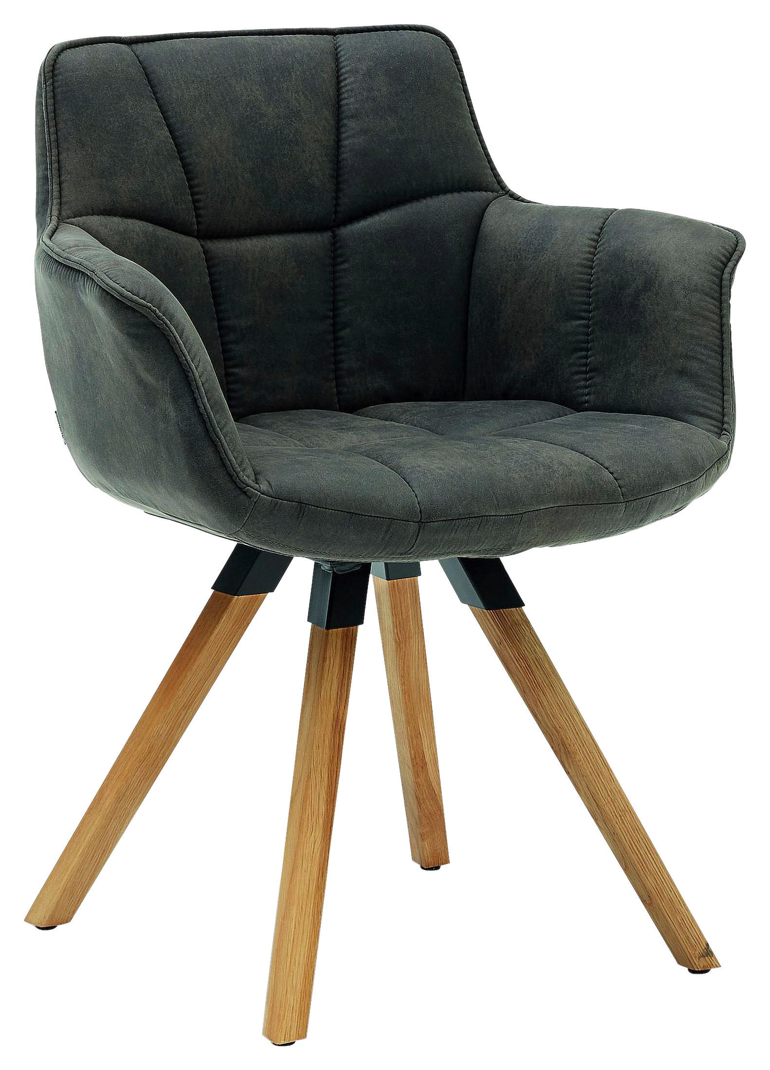 ARMLEHNSTUHL in Mikrofaser - Eichefarben/Anthrazit, KONVENTIONELL, Holz/Textil (67/85/60cm) - Musterring