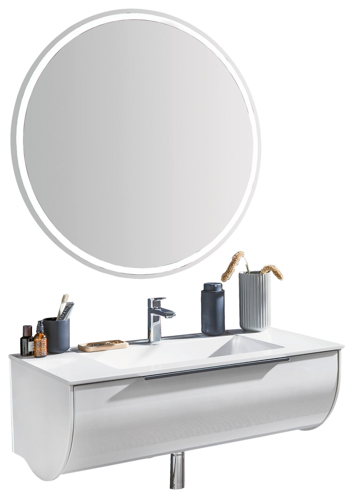 BADEZIMMER  in 93,2 cm  - Weiß, MODERN, Glas/Holzwerkstoff (93,2cm) - Novel