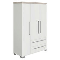 KLEIDERSCHRANK Weiß, Eichefarben 3 Tür(en)  - Eichefarben/Silberfarben, Basics, Holzwerkstoff/Metall (135,3/205,9/55,6cm) - Paidi