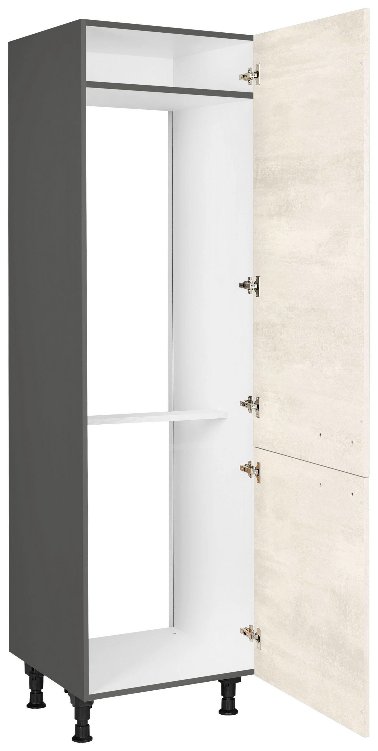 GERÄTEUMBAUSCHRANK 60/216,6/58 cm  in Weiß  - Schieferfarben/Edelstahlfarben, MODERN, Holzwerkstoff/Metall (60/216,6/58cm) - Nobilia