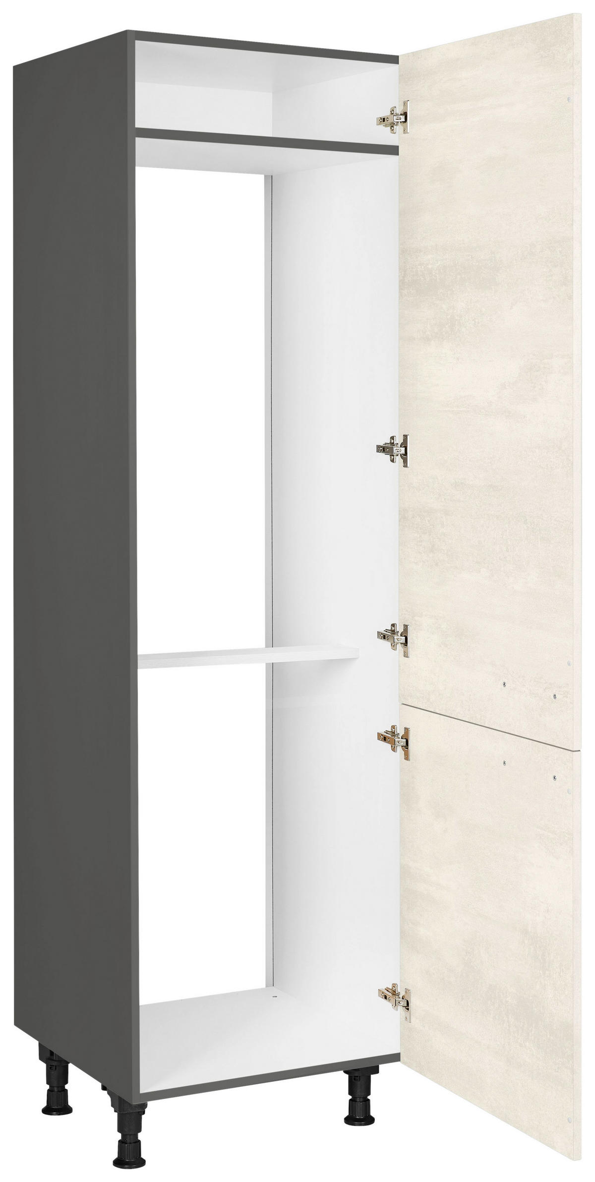 GERÄTEUMBAUSCHRANK 60/216,6/58 cm  in Weiß  - Schieferfarben/Edelstahlfarben, MODERN, Holzwerkstoff/Metall (60/216,6/58cm) - Nobilia