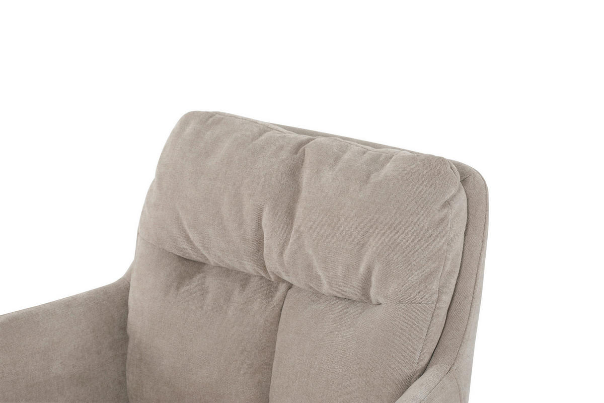 ARMLEHNSTUHL  Sitzfläche 180° drehbar, automatische Rückholfunktion Chenille  Schwarz, Beige  - Beige/Schwarz, MODERN, Textil/Metall (57.5/82/65cm) - Livetastic