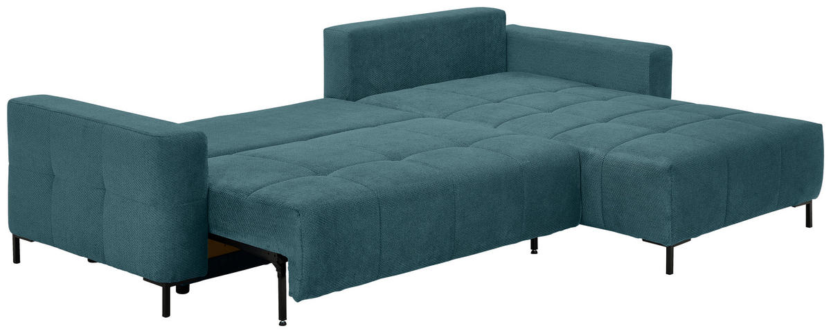 ECKSOFA Petrol Webstoff  - Petrol/Schwarz, KONVENTIONELL, Textil/Metall (292/192cm) - Carryhome