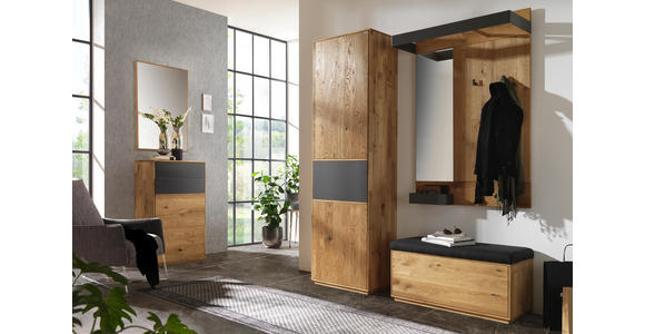 SCHUHSCHRANK 60/105/38 cm - Eichefarben/Anthrazit, Natur, Glas/Holz (60/105/38cm) - Valnatura
