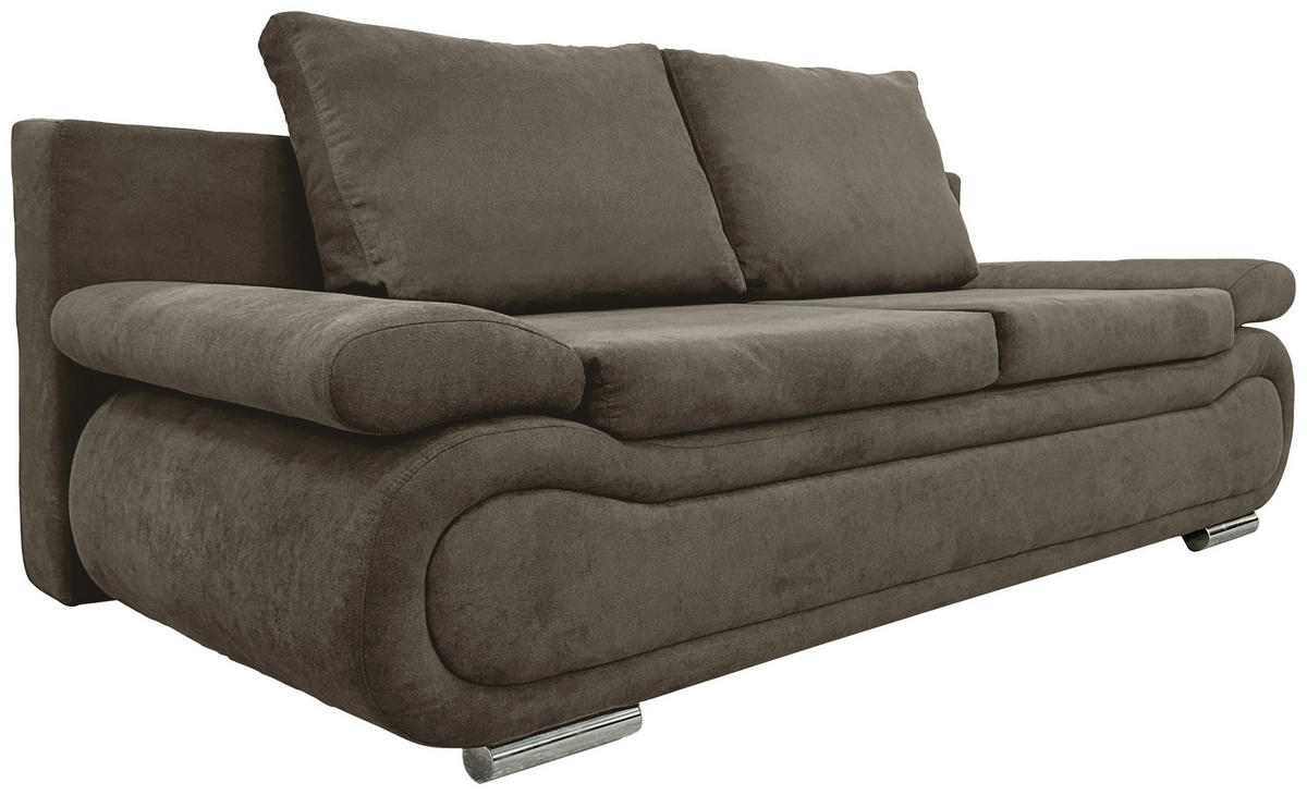 SCHLAFSOFA in Jacquard Braun, Dunkelgrau  - Chromfarben/Dunkelgrau, Design, Textil (200/78/90cm) - Venda