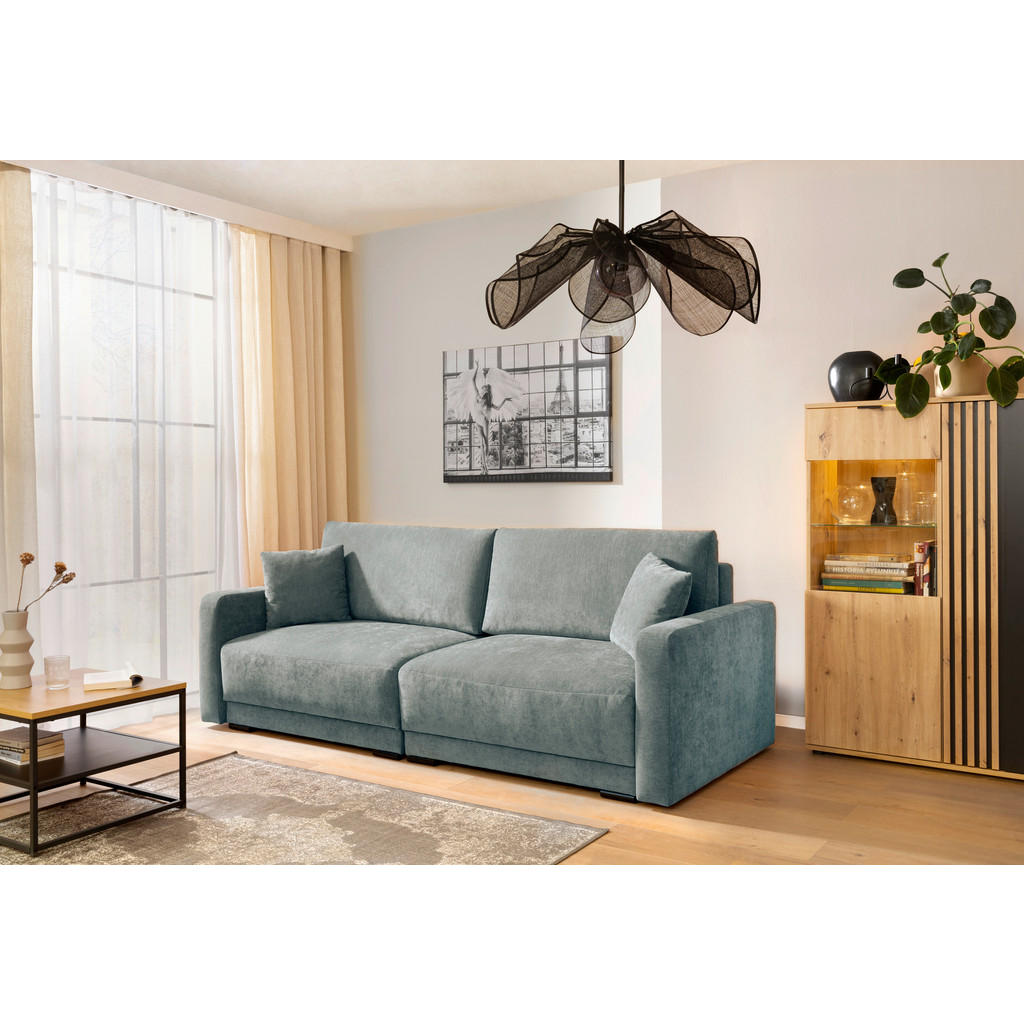 Thumbnail - Carryhome 2-Sitzer-Sofa, Grau, Textil, Füllung: Schaumstoff,Schaumstoff, Silikon, 233x90x110 cm, Liegefunktion, Rücken e...