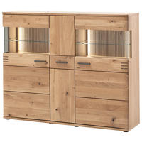 HIGHBOARD  in 150/121/37 cm  - Eichefarben/Anthrazit, Design, Glas/Holz (150/121/37cm) - Livetastic