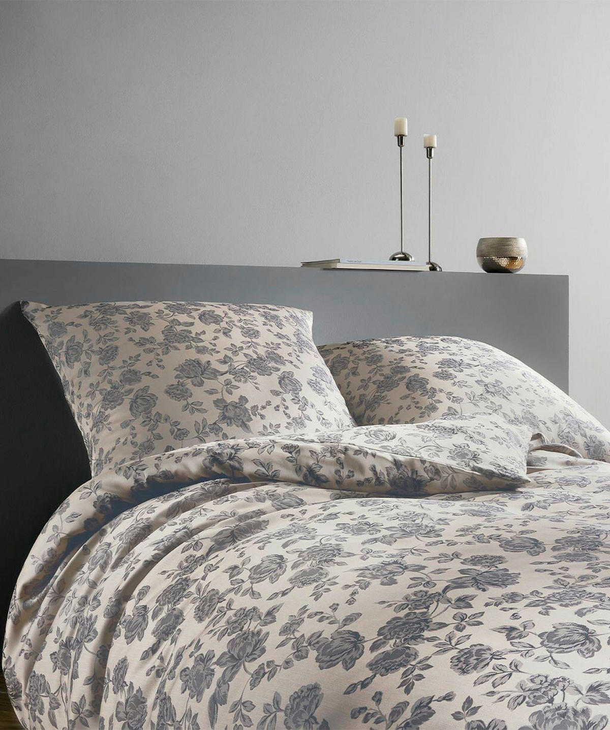 BETTWÄSCHESET Black Premium Tencel Damast Damast 240/240 cm  65 cm/100 cm  - Grau, Basics, Textil (240/240cm) - Fleuresse