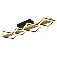 LED-DECKENLEUCHTE 35 W    92/30/13 cm  - Dunkelbraun/Opal, Natur, Holzwerkstoff/Kunststoff (92/30/13cm) - Globo