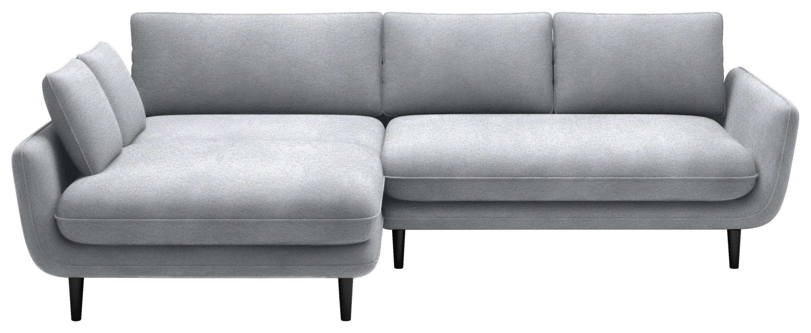 ECKSOFA in Velours Silberfarben  167/260 cm  - Silberfarben/Schwarz, Design, Holz/Textil (167/260cm) - Welnova