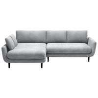 ECKSOFA in Velours Silberfarben  167/260 cm  - Silberfarben/Schwarz, Design, Holz/Textil (167/260cm) - Welnova