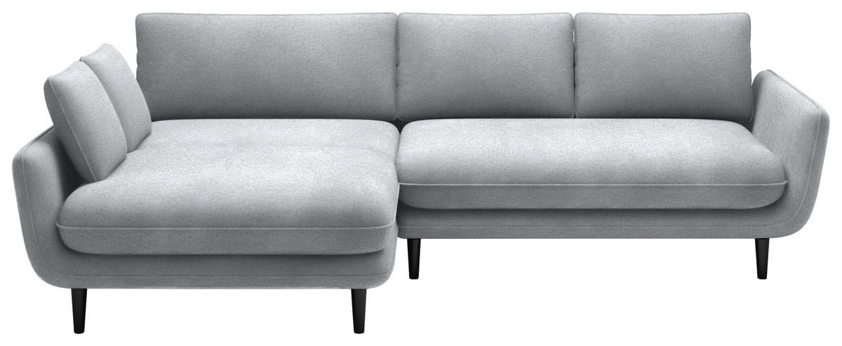 ECKSOFA in Velours Silberfarben  167/260 cm  - Silberfarben/Schwarz, Design, Holz/Textil (167/260cm) - Welnova