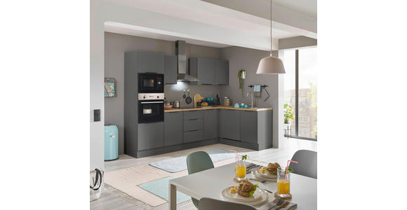 ECKKÜCHE 280/175 cm  in Graphitfarben  - Schwarz/Graphitfarben, Basics, Holzwerkstoff/Metall (280/175cm) - Xora