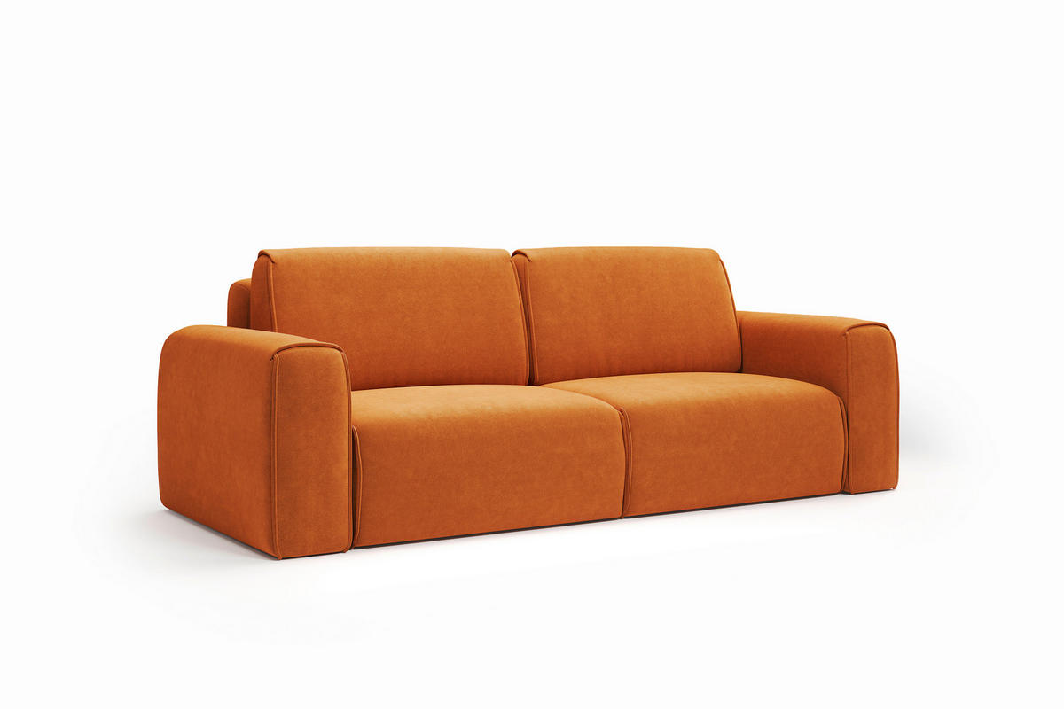 SCHLAFSOFA Tuzzi  mit Schlafen auf Sitzhöhe Velours Orange  - Schwarz/Orange, Basics, Kunststoff/Textil (252/94/105cm) - Livetastic