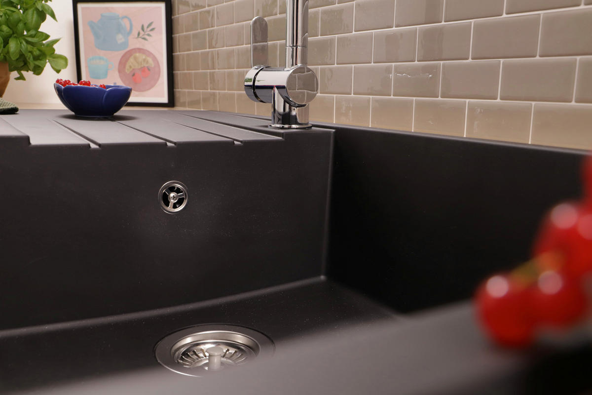 SPÜLE HOUSTON100X501BS  - Schwarz, Trend, Glas/Kunststoff (100/21/50cm) - Respekta