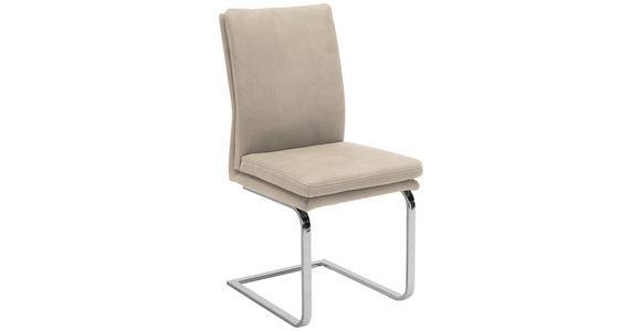 SCHWINGSTUHL in Stahl Mikrofaser - Sandfarben/Chromfarben, Design, Textil/Metall (47/100/64cm) - Novel
