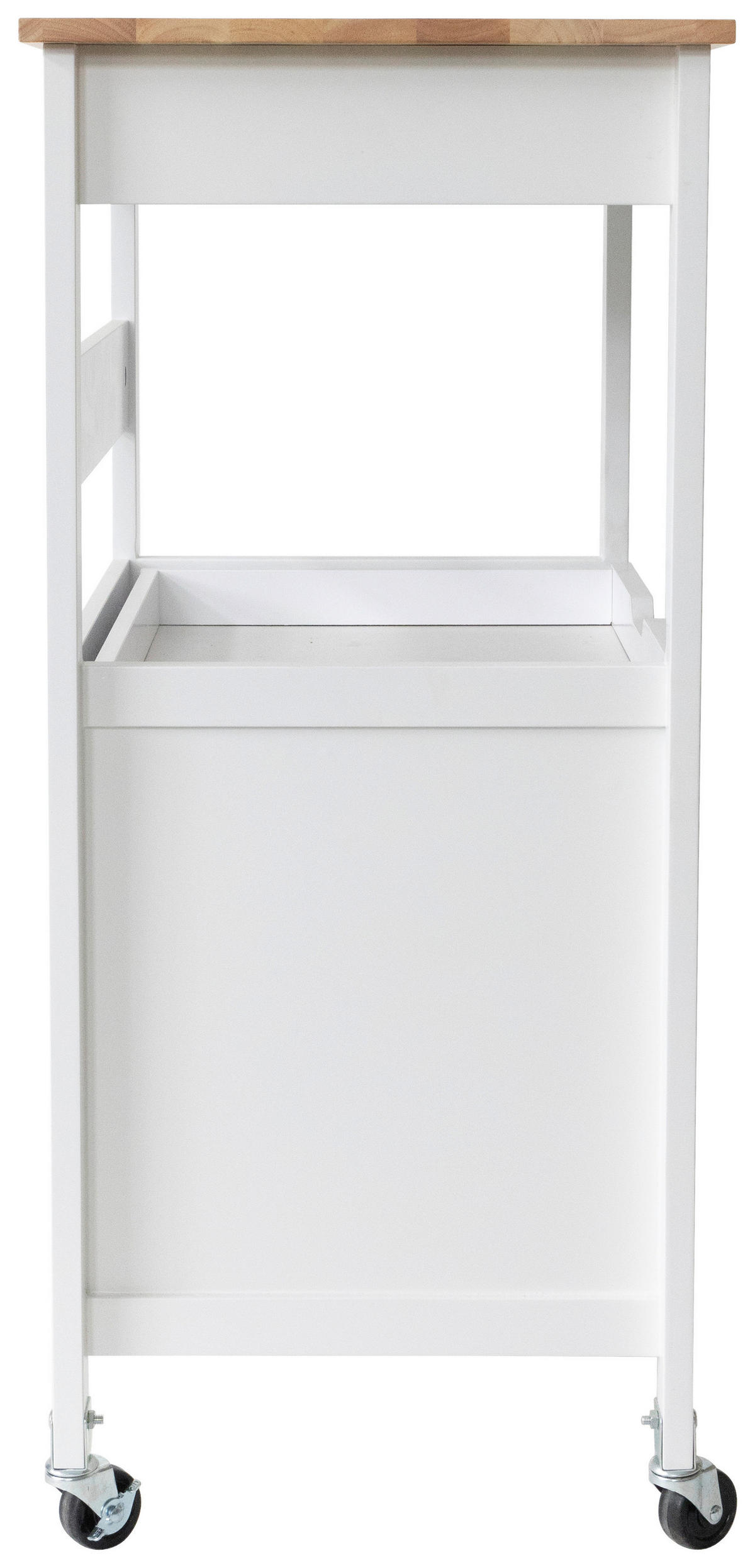 SERVIERWAGEN Kautschukholz vollmassiv Weiß  - Schwarz/Weiß, Basics, Holz/Holzwerkstoff (58/93/40cm) - MID.YOU