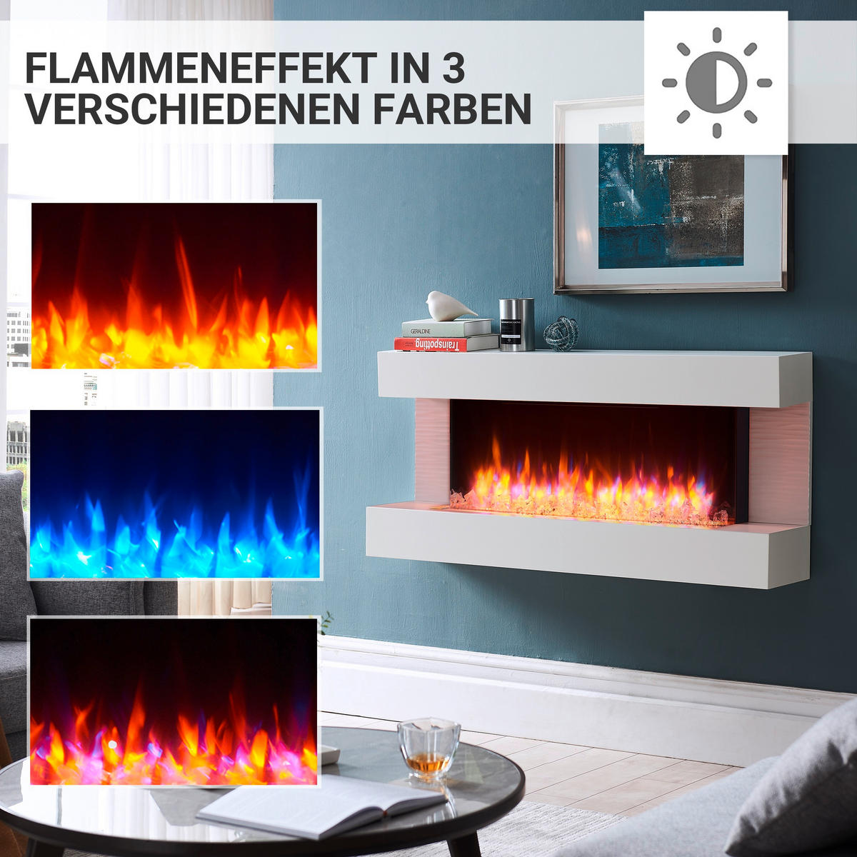ELEKTROKAMIN - Weiß, Basics, Holzwerkstoff/Metall (100/83/28cm)
