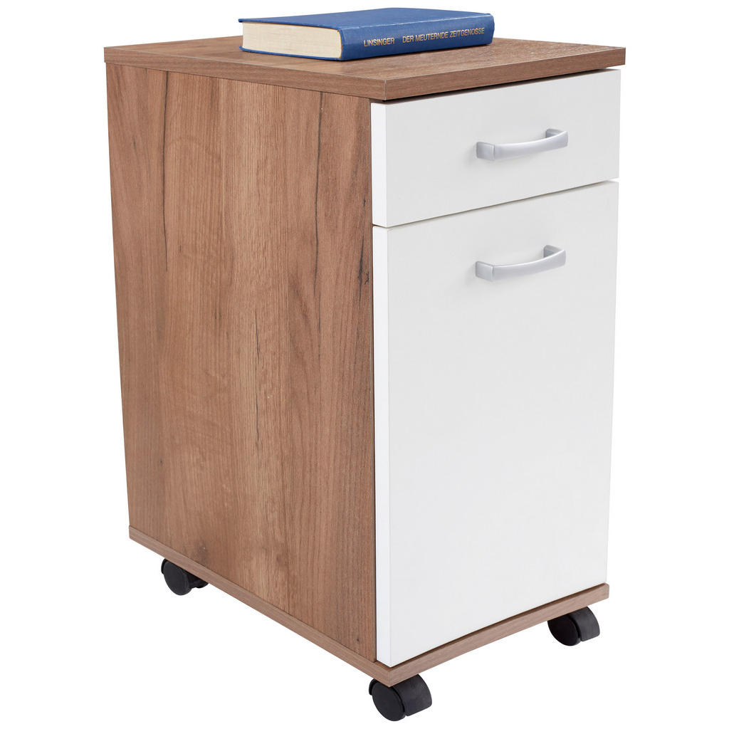 Rollcontainer Eiche Dekor/weiß Rimini 33x59,5x38 Cm