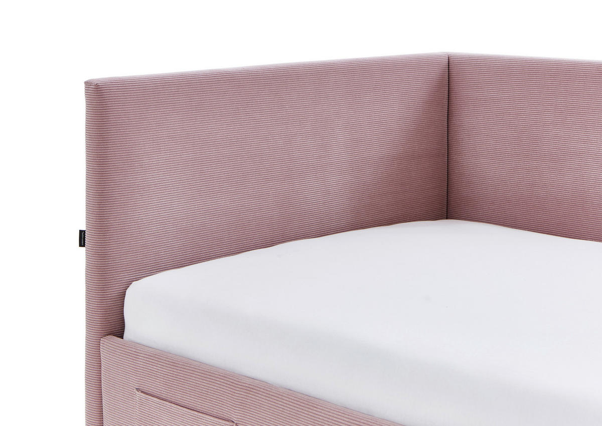 POLSTERLIEGE Cord Rosa  - Eichefarben/Birkefarben, KONVENTIONELL, Holz/Textil (120/200cm) - Stylife
