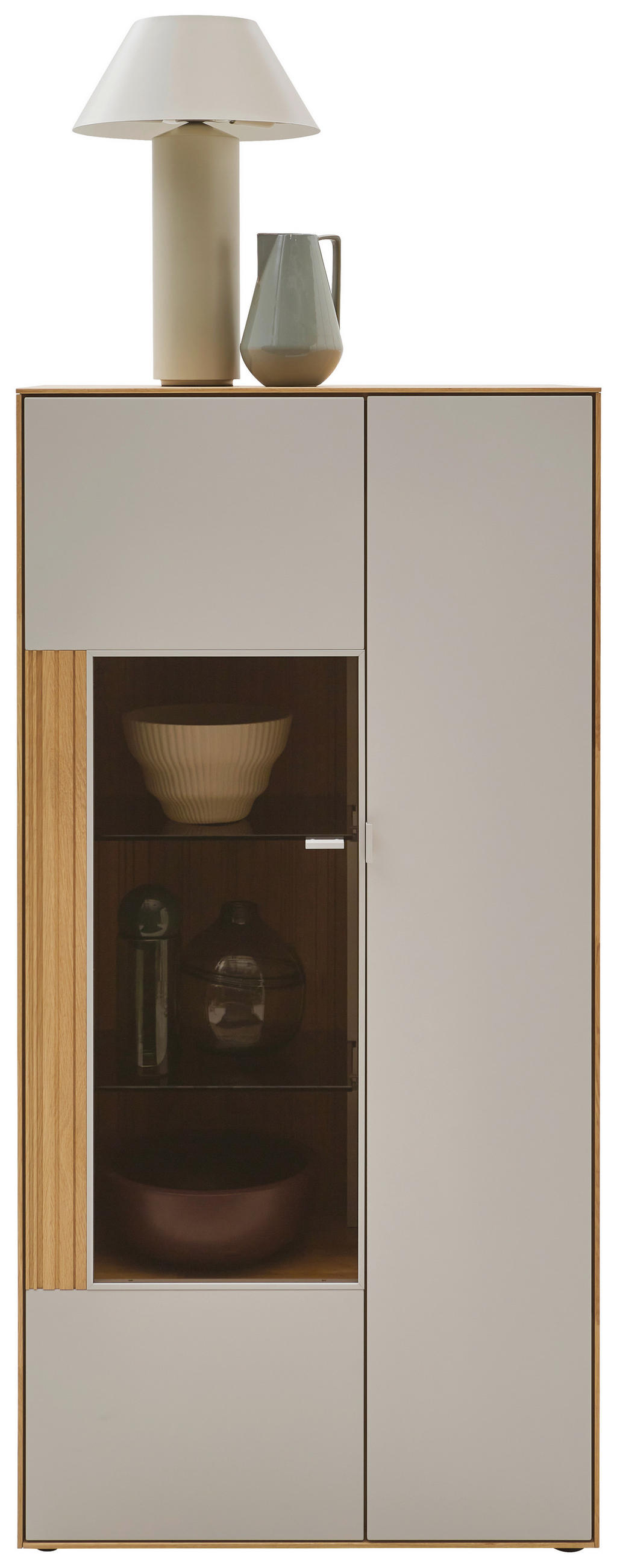 HIGHBOARD Kaschmir, Wildeiche  76,9/155,1/37,1 cm  - Kaschmir/Wildeiche, Design, Glas/Holz (76,9/155,1/37,1cm) - Dieter Knoll