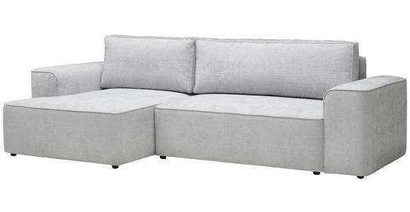 ECKSOFA in Plüsch Grau  - Blaugrau/Schwarz, Design, Kunststoff/Textil (152/288cm) - Xora