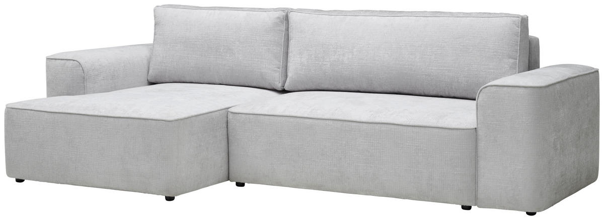 ECKSOFA in Plüsch Grau  - Blaugrau/Schwarz, Design, Kunststoff/Textil (152/288cm) - Xora