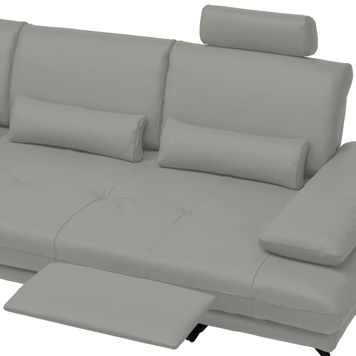 ECKSOFA Grau Echtleder  - Schwarz/Grau, Design, Leder/Metall (187/273cm) - Celina Home