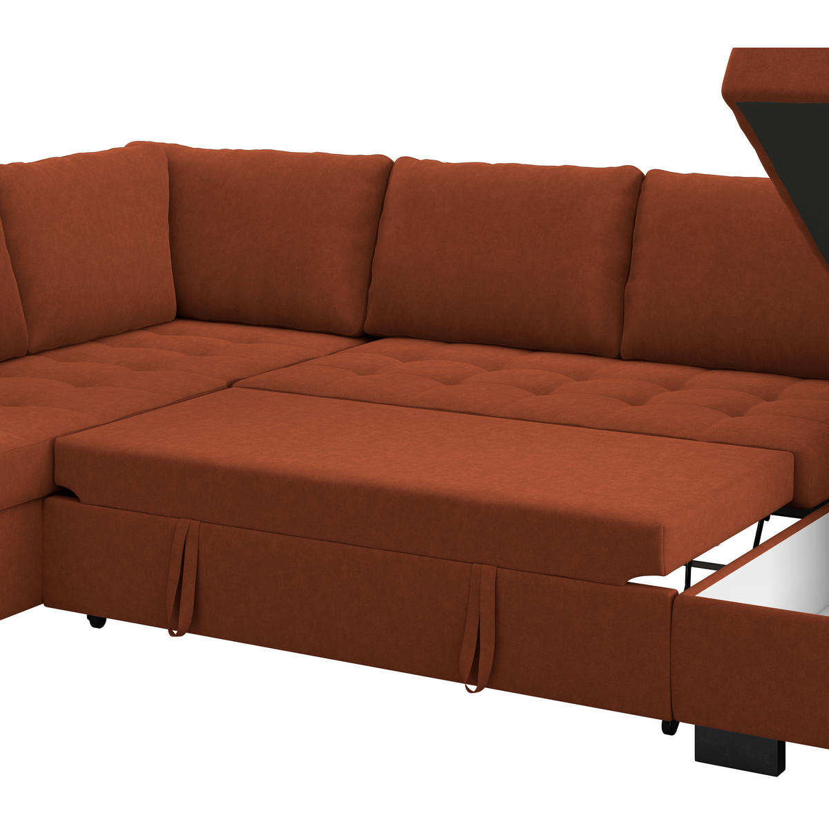 WOHNLANDSCHAFT Terracotta Mikrofaser  - Terracotta/Schwarz, MODERN, Kunststoff/Textil (178/305/155cm) - P & B