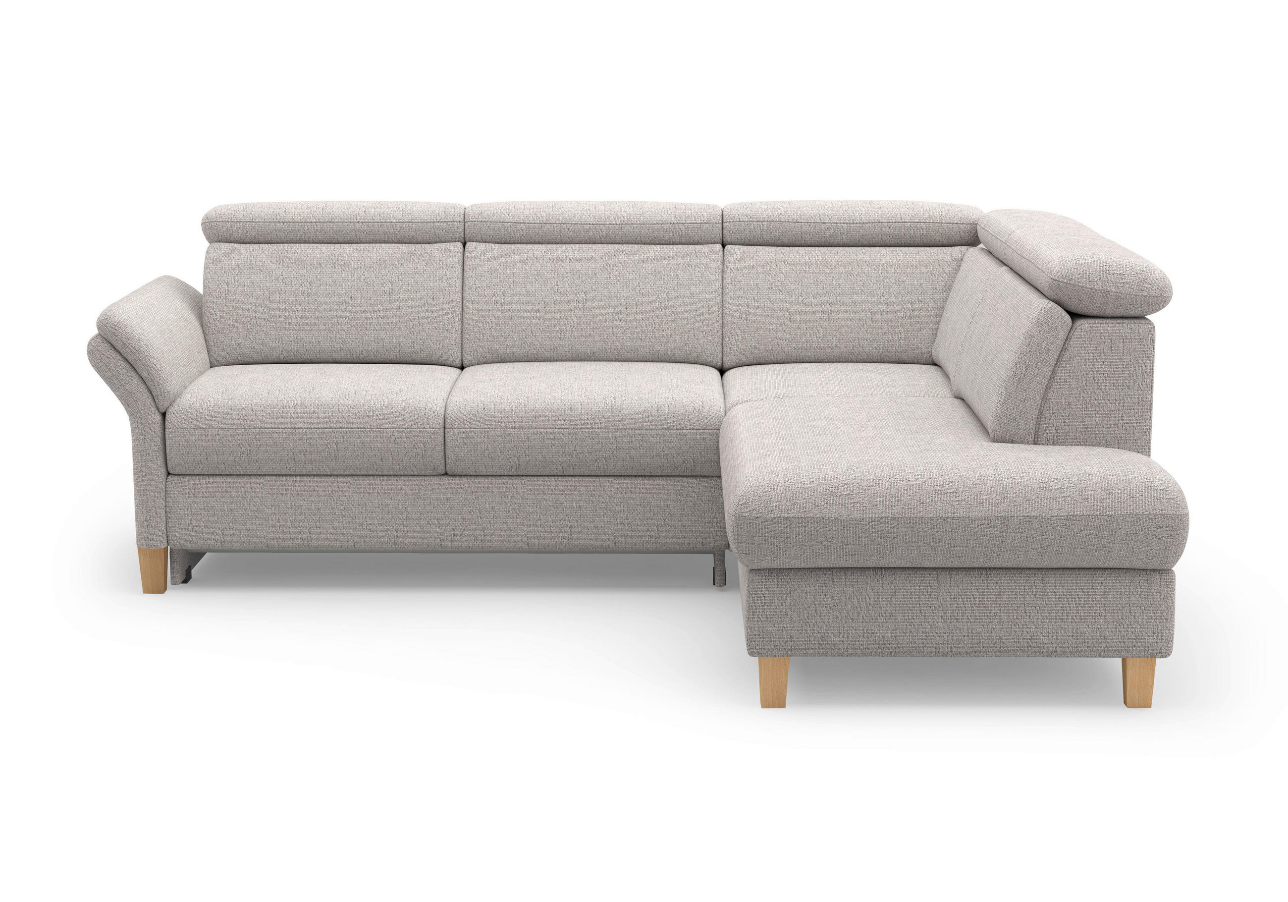 Thumbnail - Sit & More Ecksofa Glendale E, Silber, Textil, Eiche, massiv, 5,5-Sitzer, Ottomane rechts, L-Form, 247x193 cm, Goldenes ...